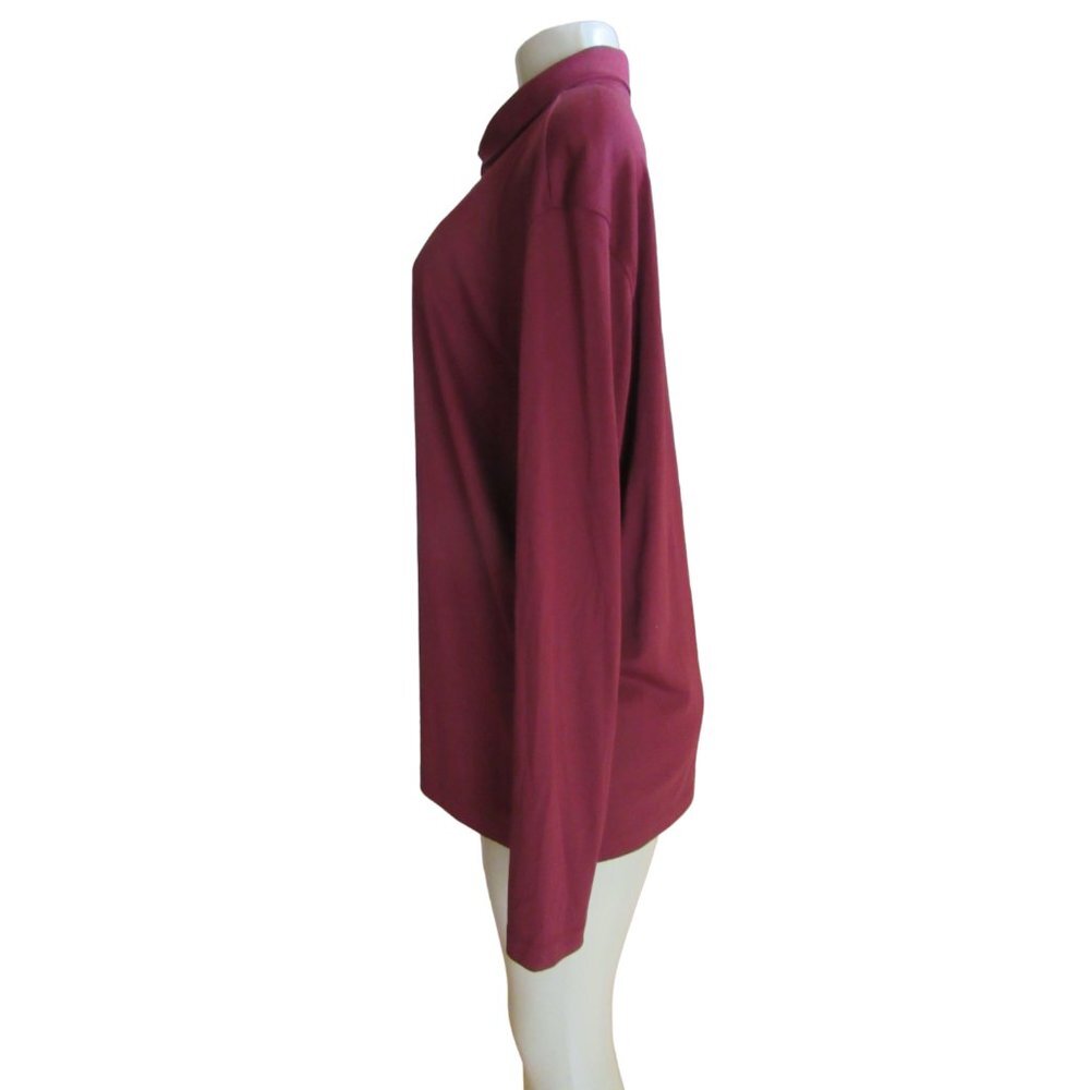 Untuckit Men's Long Sleeve Polo Style Stretch Cotton Shirt in Maroon Size Large - Picture 3 of 5
